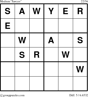 The grouppuzzles.com Medium Sawyer puzzle for 