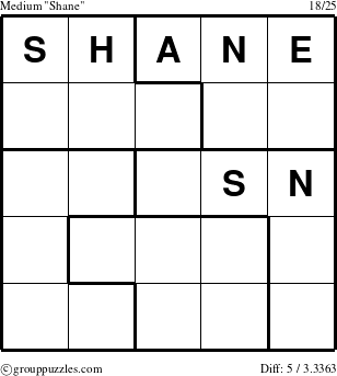The grouppuzzles.com Medium Shane puzzle for 