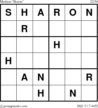 The grouppuzzles.com Medium Sharon puzzle for 