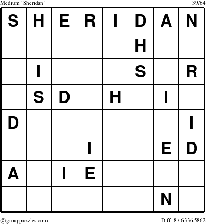 The grouppuzzles.com Medium Sheridan puzzle for 
