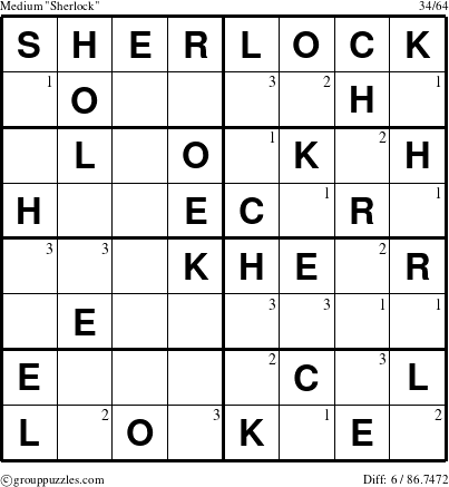 The grouppuzzles.com Medium Sherlock puzzle for  with the first 3 steps marked