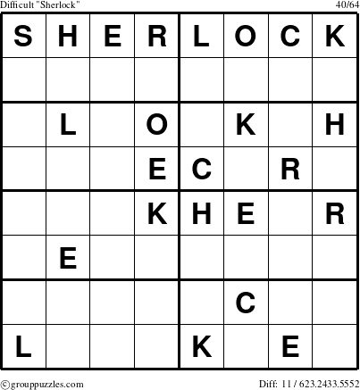 The grouppuzzles.com Difficult Sherlock puzzle for 