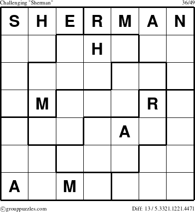 The grouppuzzles.com Challenging Sherman puzzle for 