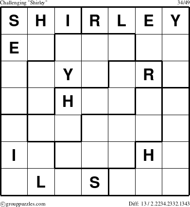 The grouppuzzles.com Challenging Shirley puzzle for 