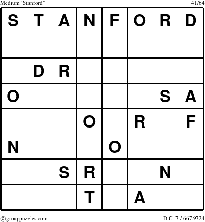 The grouppuzzles.com Medium Stanford puzzle for 