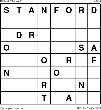 The grouppuzzles.com Difficult Stanford puzzle for 