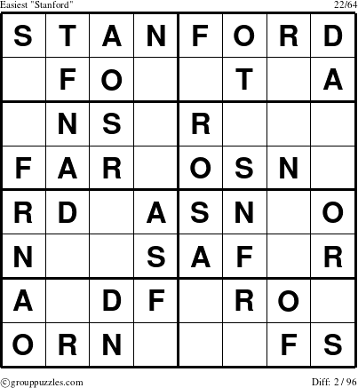 The grouppuzzles.com Easiest Stanford puzzle for 