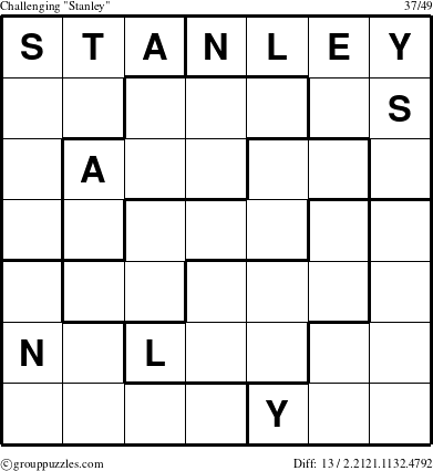 The grouppuzzles.com Challenging Stanley puzzle for 