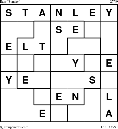 The grouppuzzles.com Easy Stanley puzzle for 