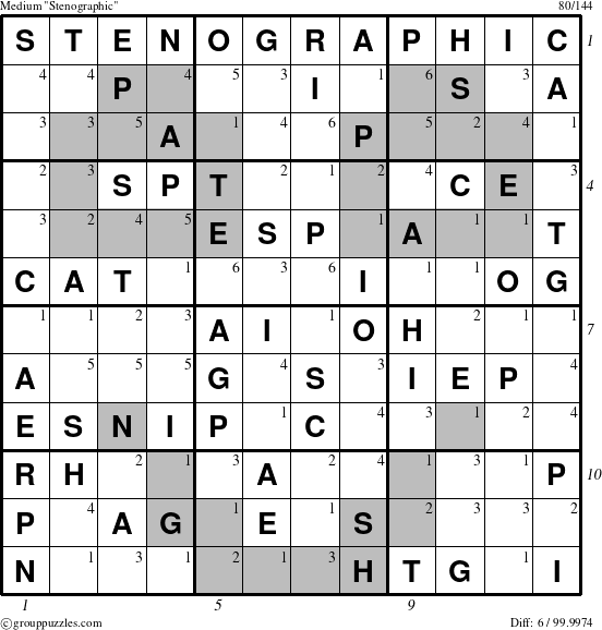 The grouppuzzles.com Medium Stenographic puzzle for  with all 6 steps marked