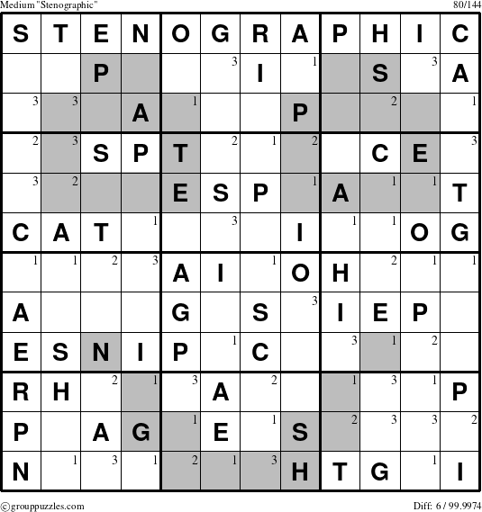 The grouppuzzles.com Medium Stenographic puzzle for  with the first 3 steps marked