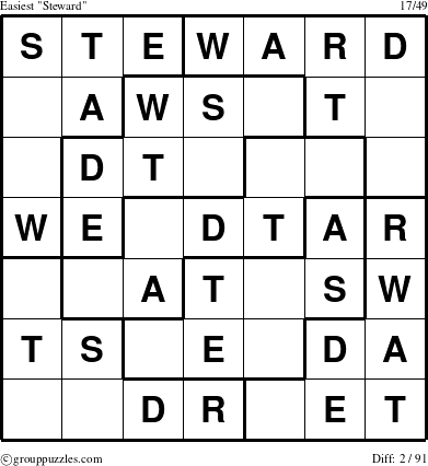 The grouppuzzles.com Easiest Steward puzzle for 