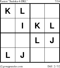 The grouppuzzles.com Easiest Sudoku-4-IJKL puzzle for 