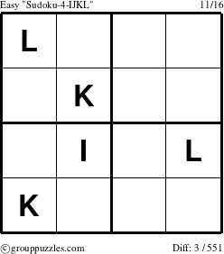 The grouppuzzles.com Easy Sudoku-4-IJKL puzzle for 
