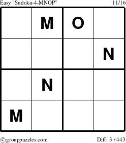 The grouppuzzles.com Easy Sudoku-4-MNOP puzzle for 