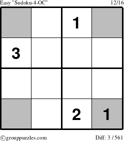 The grouppuzzles.com Easy Sudoku-4-OC puzzle for 