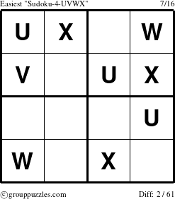 The grouppuzzles.com Easiest Sudoku-4-UVWX puzzle for 