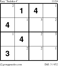 The grouppuzzles.com Easy Sudoku-4 puzzle for  with the first 3 steps marked