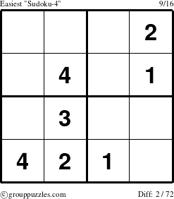 The grouppuzzles.com Easiest Sudoku-4 puzzle for 