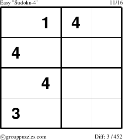 The grouppuzzles.com Easy Sudoku-4 puzzle for 
