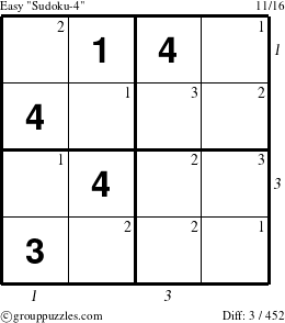 The grouppuzzles.com Easy Sudoku-4 puzzle for  with all 3 steps marked