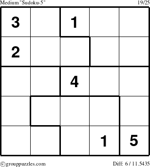 The grouppuzzles.com Medium Sudoku-5 puzzle for 