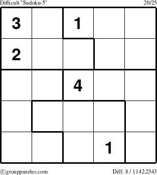 The grouppuzzles.com Difficult Sudoku-5 puzzle for 