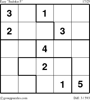 The grouppuzzles.com Easy Sudoku-5 puzzle for 