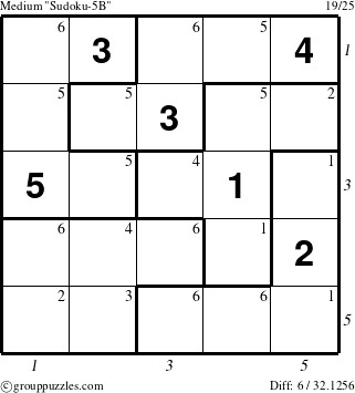 The grouppuzzles.com Medium Sudoku-5B puzzle for  with all 6 steps marked