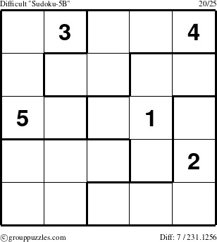 The grouppuzzles.com Difficult Sudoku-5B puzzle for 