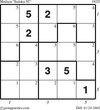 The grouppuzzles.com Medium Sudoku-5C puzzle for  with all 6 steps marked