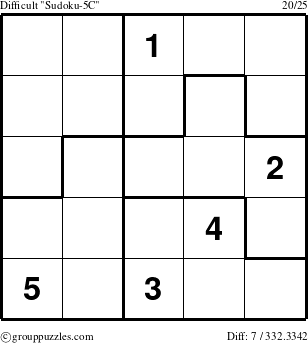 The grouppuzzles.com Difficult Sudoku-5C puzzle for 