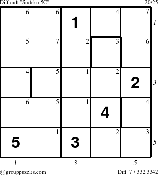 The grouppuzzles.com Difficult Sudoku-5C puzzle for  with all 7 steps marked