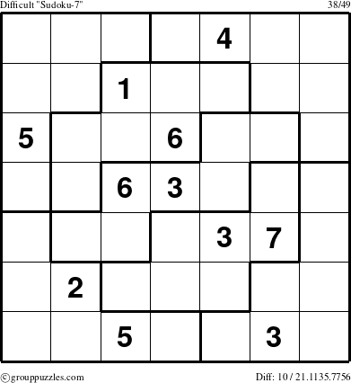 The grouppuzzles.com Difficult Sudoku-7 puzzle for 