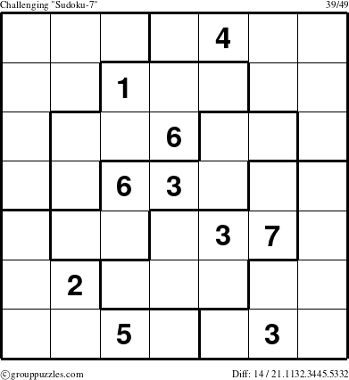 The grouppuzzles.com Challenging Sudoku-7 puzzle for 