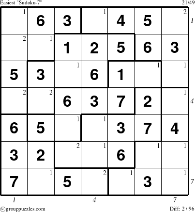 The grouppuzzles.com Easiest Sudoku-7 puzzle for  with all 2 steps marked