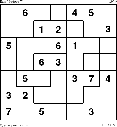 The grouppuzzles.com Easy Sudoku-7 puzzle for 