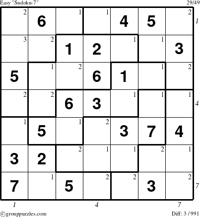 The grouppuzzles.com Easy Sudoku-7 puzzle for  with all 3 steps marked