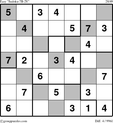 The grouppuzzles.com Easy Sudoku-7B-2V puzzle for 