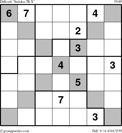 The grouppuzzles.com Difficult Sudoku-7B-X puzzle for 