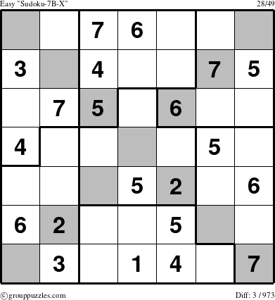 The grouppuzzles.com Easy Sudoku-7B-X puzzle for 