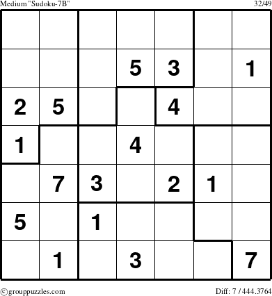 The grouppuzzles.com Medium Sudoku-7B puzzle for 
