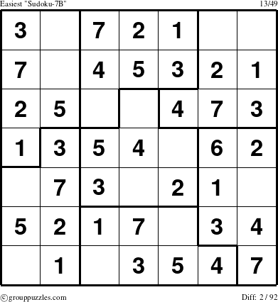 The grouppuzzles.com Easiest Sudoku-7B puzzle for 