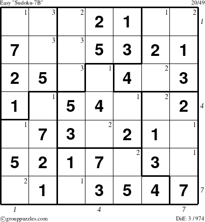 The grouppuzzles.com Easy Sudoku-7B puzzle for  with all 3 steps marked