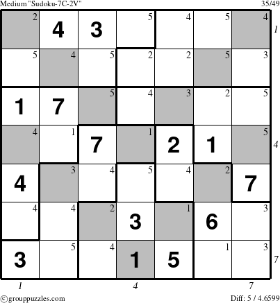 The grouppuzzles.com Medium Sudoku-7C-2V puzzle for  with all 5 steps marked