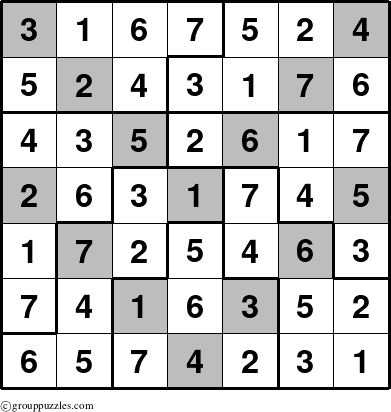 The grouppuzzles.com Answer grid for the Sudoku-7C-2V puzzle for 