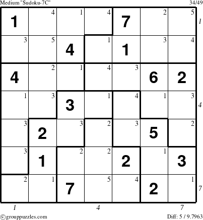 The grouppuzzles.com Medium Sudoku-7C puzzle for  with all 5 steps marked