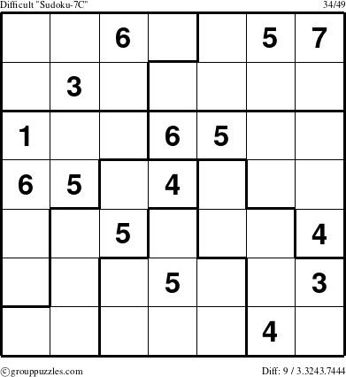 The grouppuzzles.com Difficult Sudoku-7C puzzle for 