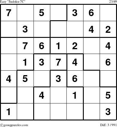 The grouppuzzles.com Easy Sudoku-7C puzzle for 
