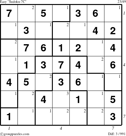 The grouppuzzles.com Easy Sudoku-7C puzzle for  with all 3 steps marked